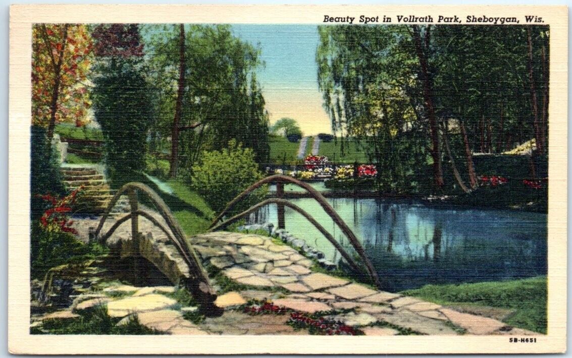 Postcard - Beauty Spot in Vollrath Park - Sheboygan, Wisconsin