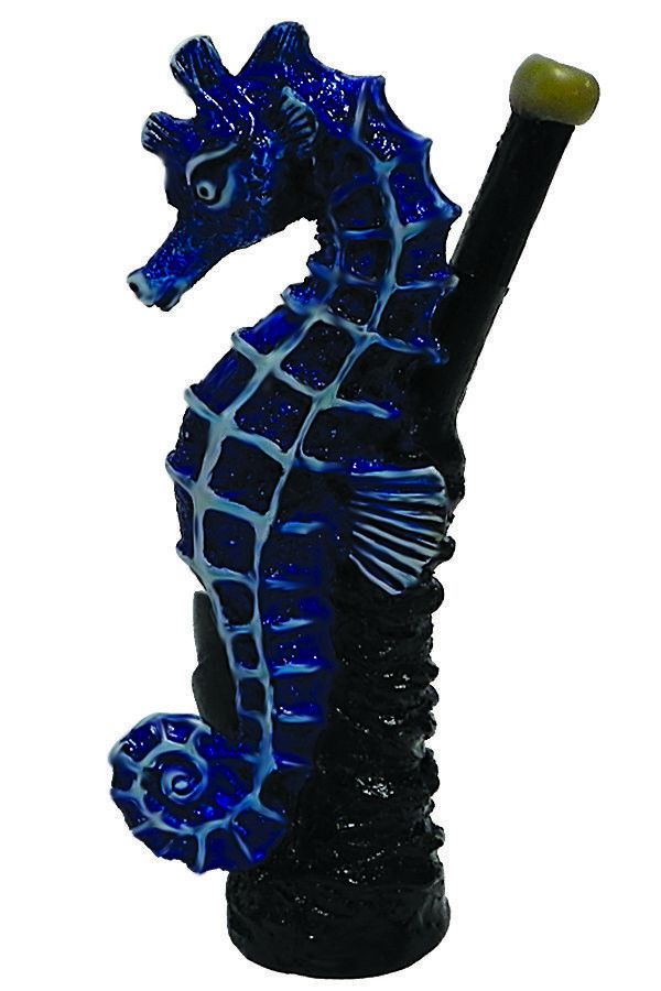 Blue Seahorse Handmade Tobacco Smoking Hand Pipe Cute Sea Animals Ocean Nautical