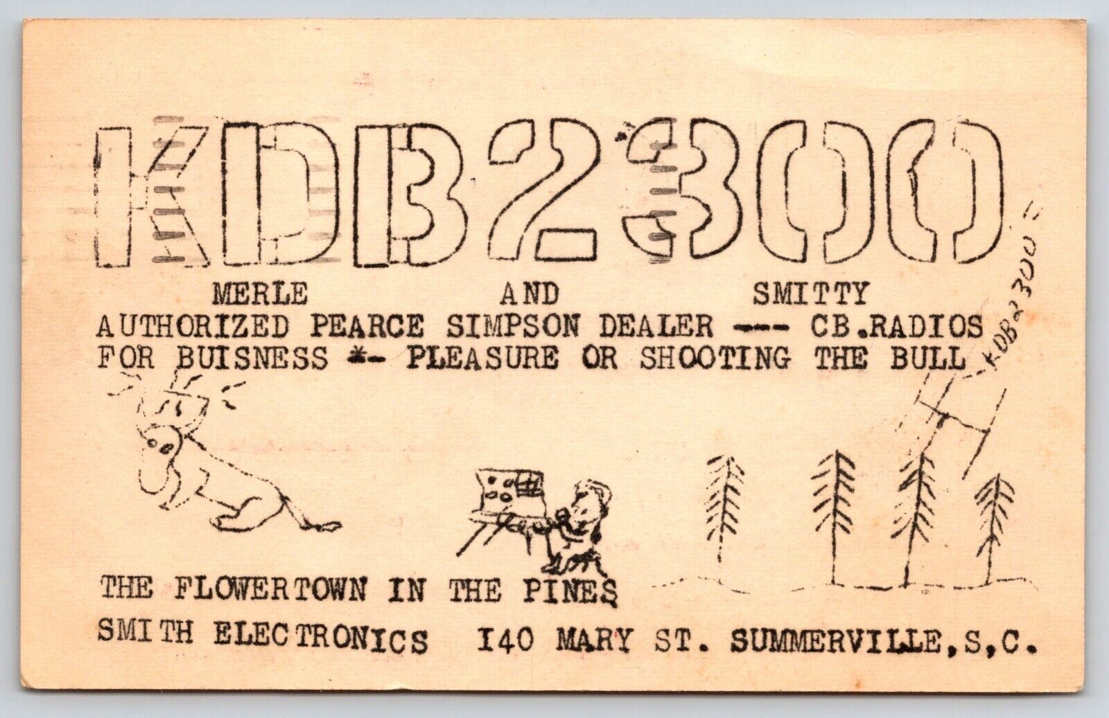 Summerville SC 1963 QSL Card Ham Radio 1961 Vintage Correspondence