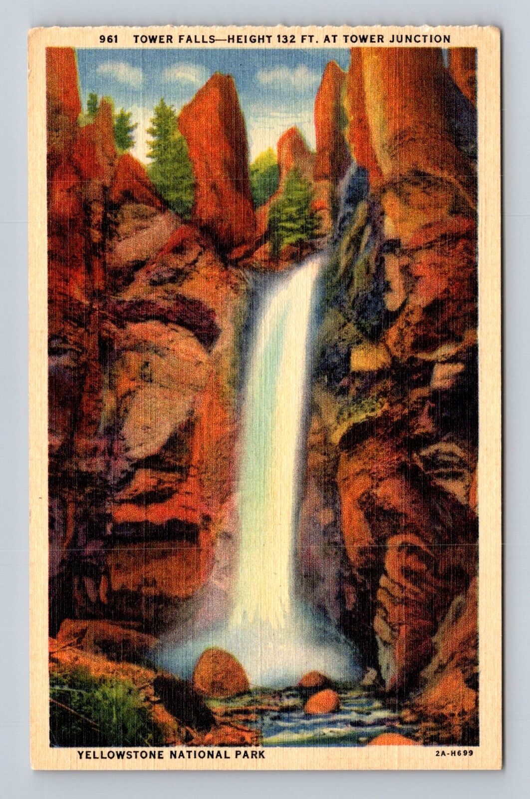 Yellowstone National Park, Tower Falls, Series #961 Vintage Souvenir Postcard