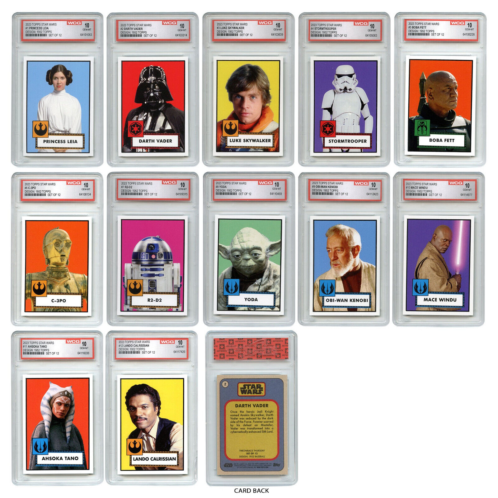 STAR WARS TOPPS Rare 1952 Edition Cards 2023 - Gem Mint 10 - COMPLETE SET of 12