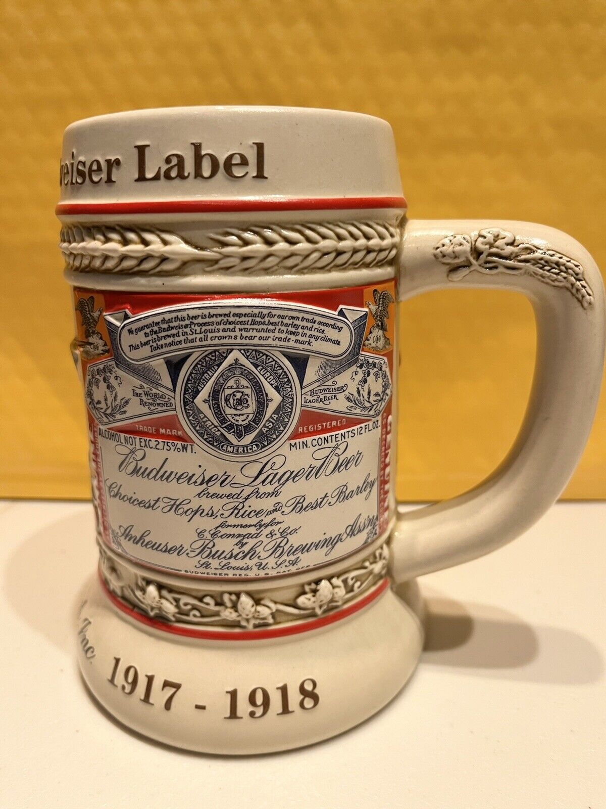 Vintage Evolution of the Budweiser Label Beer Stein- 1999 State Convention mint