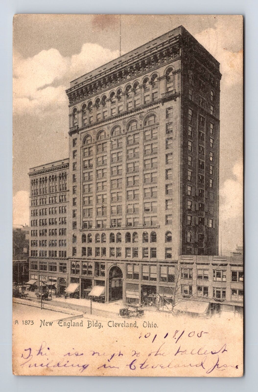 Cleveland OH-Ohio, New England Building, Antique Vintage Souvenir c1905 Postcard