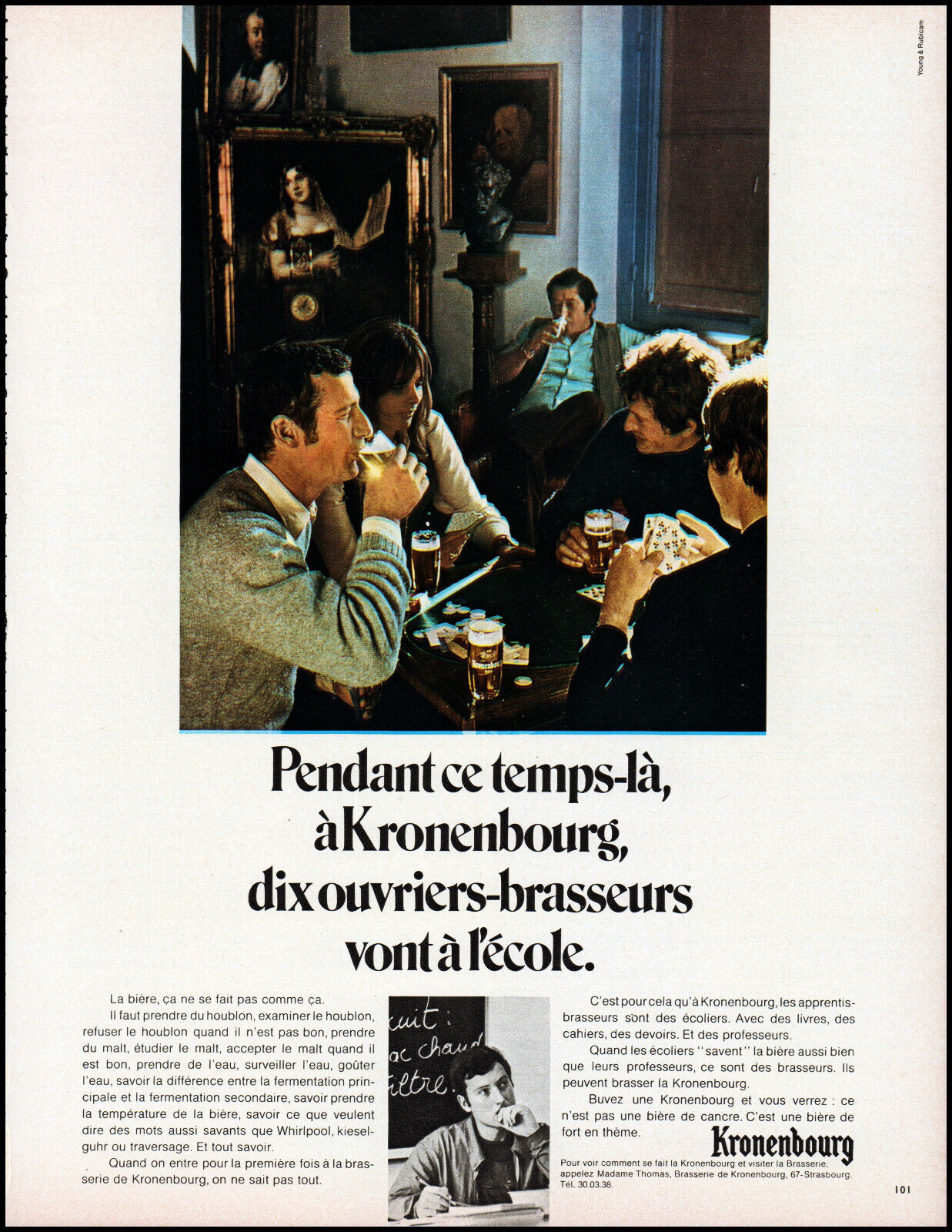 1969 Kronenbourg Beer Brewery France French language retro photo print ad LA31