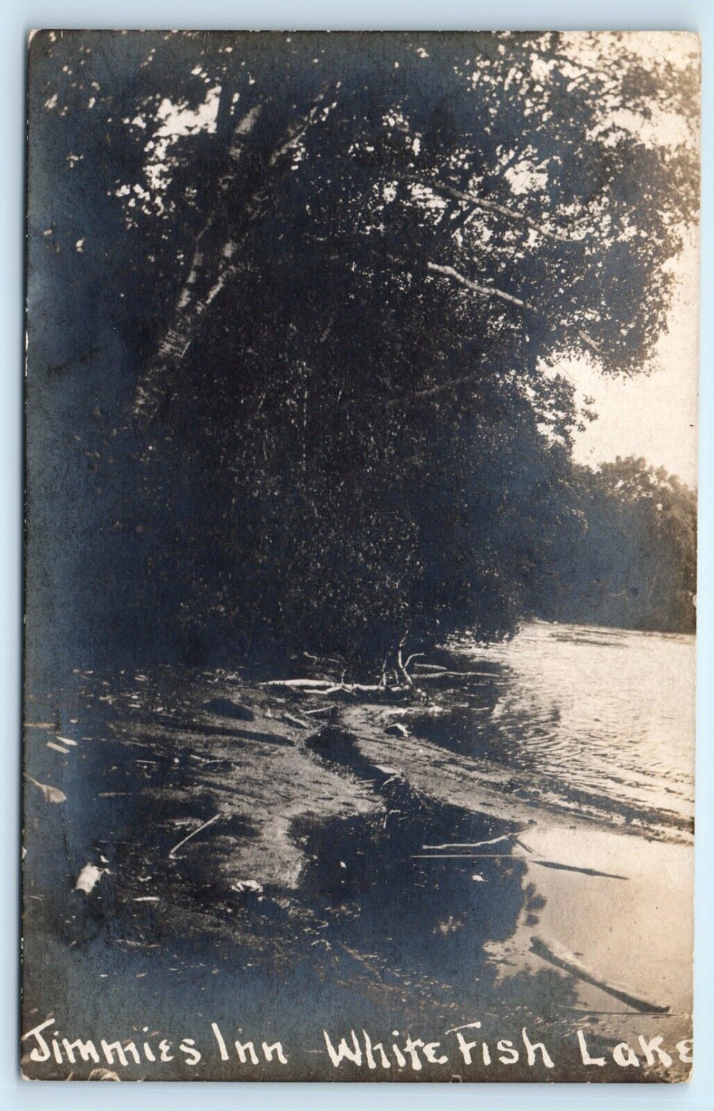POSTCARD RPPC Jimmie\'s Inn Whitefish Lake Michigan Shoreline 1910