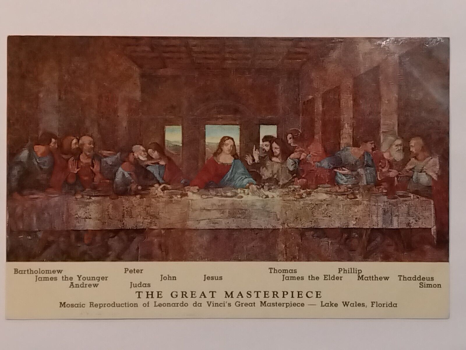 The Great Masterpiece Leonardo Da Vinci Last Supper Mosaic Apostles Postcard 