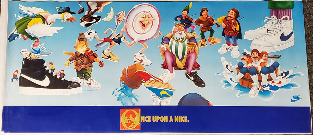 Vintage Original ONCE UPON A NIKE c.1983 Running Shoes 15x36 Wall POSTER