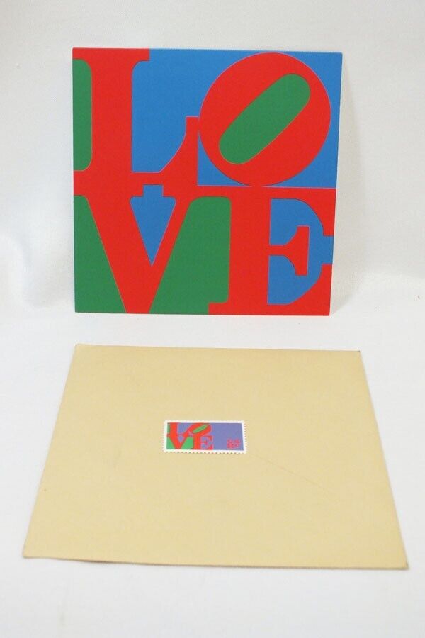 Vtg 1960s 1970s Robert Indiana LOVE MOMA Christmas Card with Envelope and Stamp