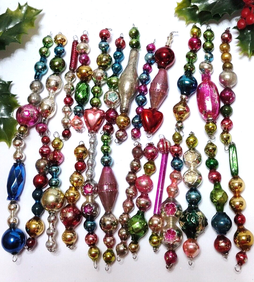 Vtg Christmas Ornaments 25 Mercury Glass Bead Icicles 2 1/2\