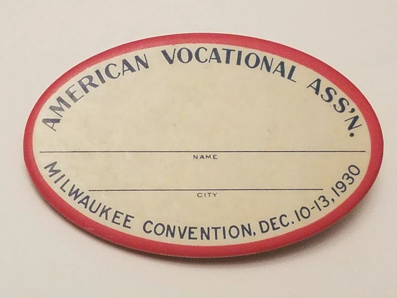 Rare 1930 American Vocational Association Milwaukee Convention Pinback Button