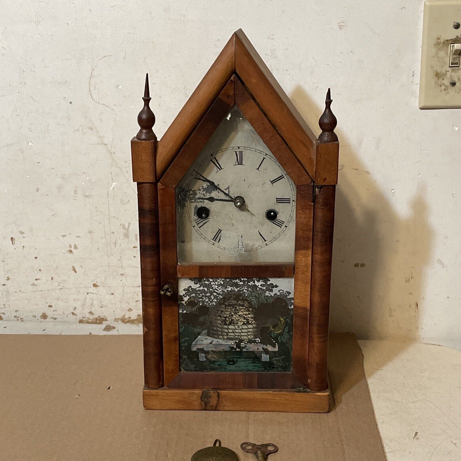 Rare Antique Miniature Steeple Clock Jerome & Co ??? For Restoration