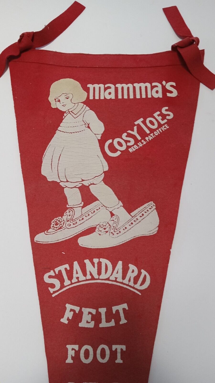Original Mammas Cosy Toes 1920s Wool Advertising Pennant Rare