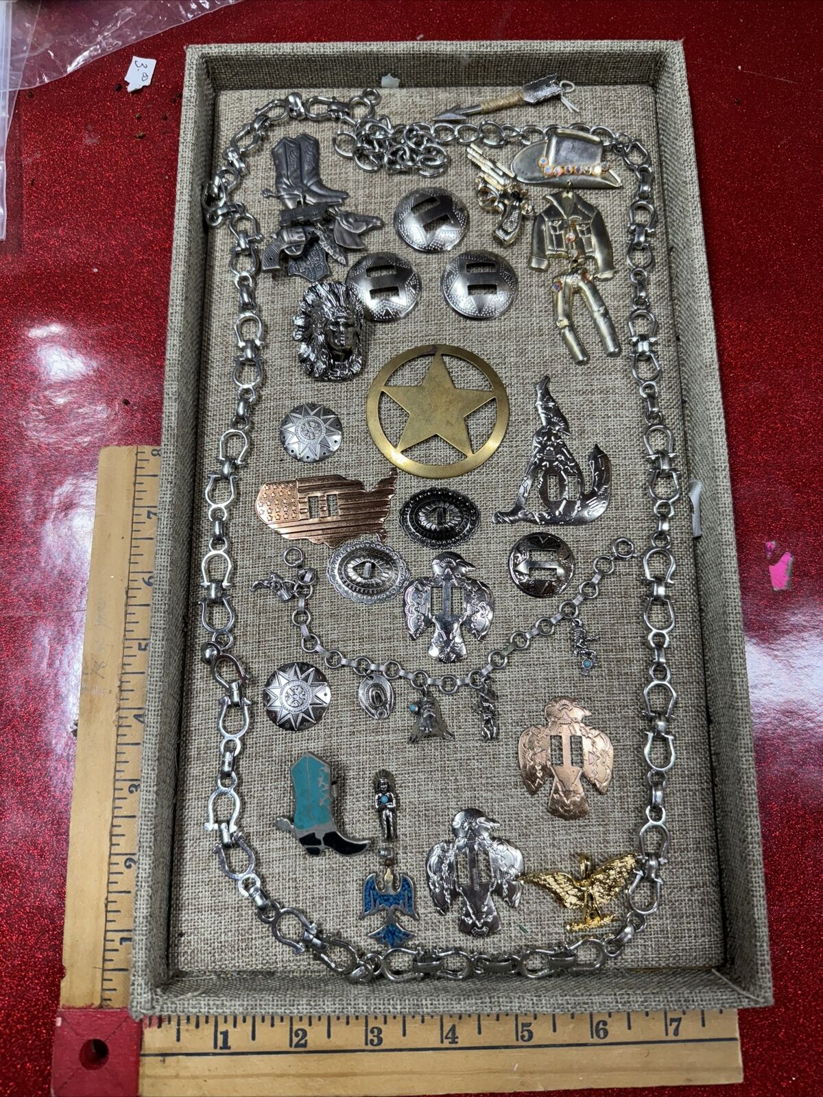 American Indian Mixed Junk Drawer Jewelry Lot Vtg- Mod Charms, & More J-35