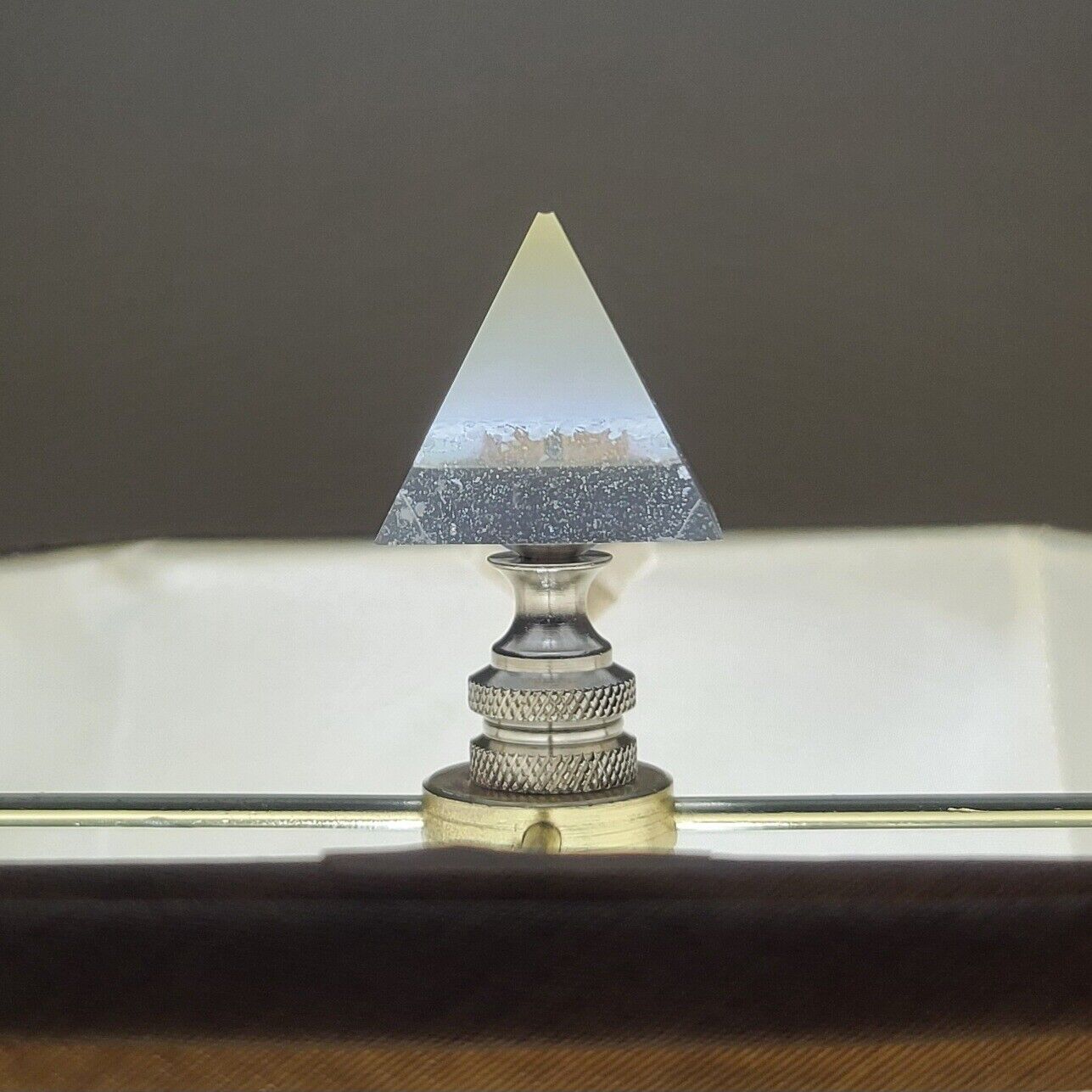 Glow In The Dark Handmade Resin Pyramid Lamp Finial Brass/Nickel/Antique Bases