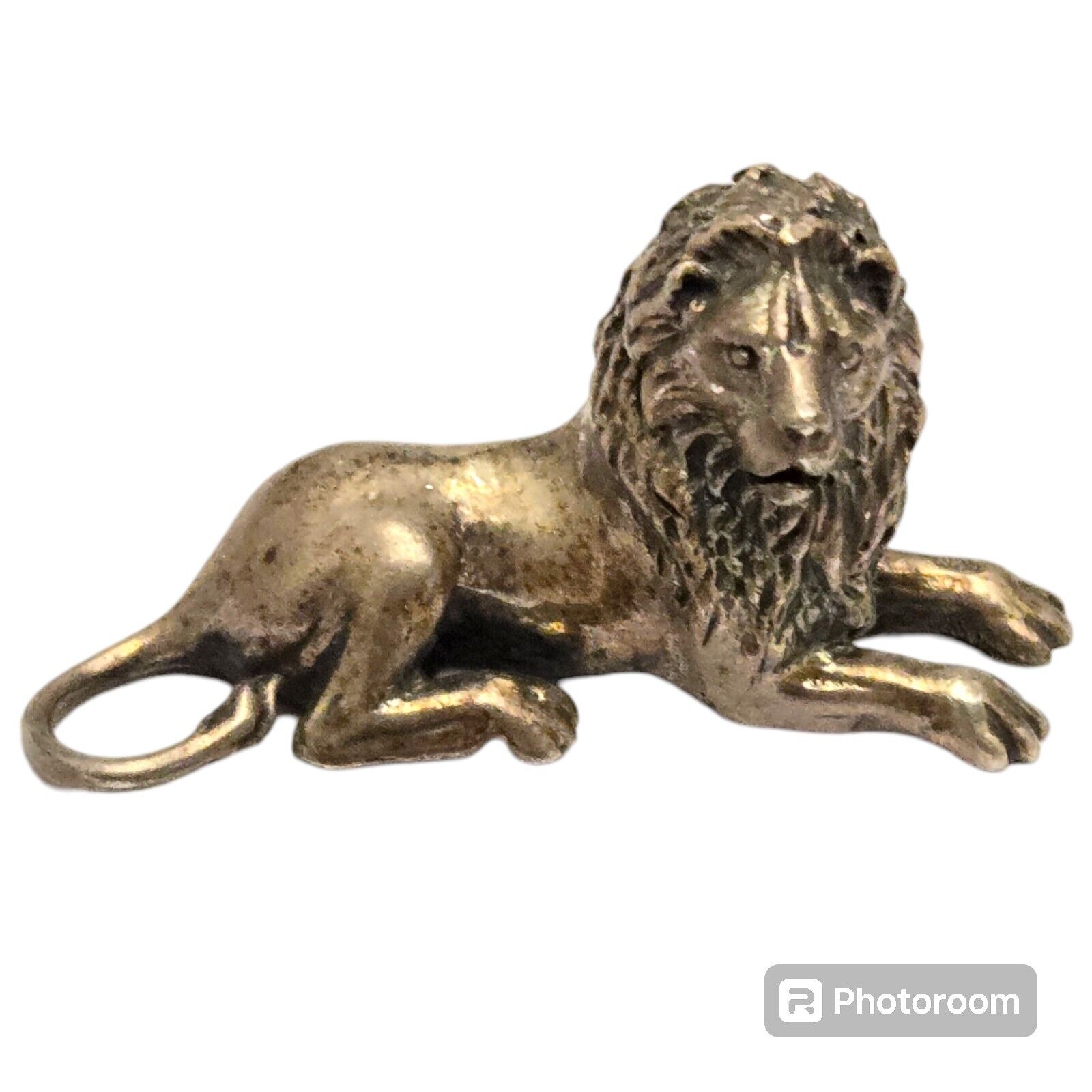 Rare Sorini Pietro & Casi Ilario Arrezo Italian 800 Silver Miniature LAYING LION