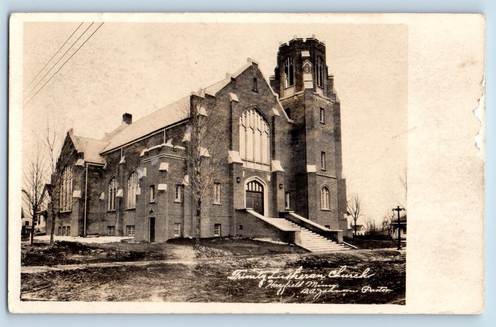 Hayfield Minnesota MN Postcard RPPC Photo Trinity Lutheran Church c1910\'s