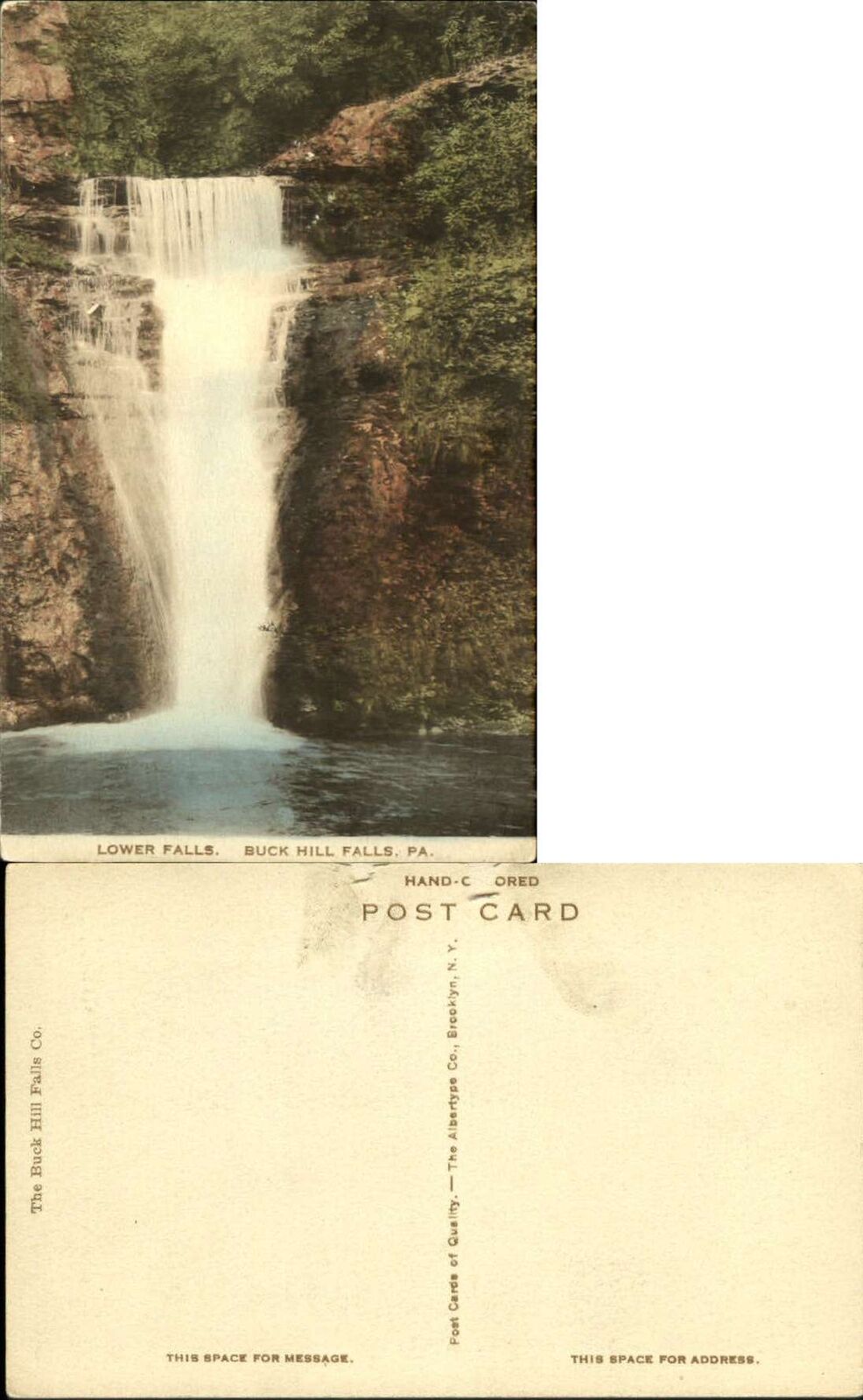 Lower Falls Buck Hill Falls Pennsylvania PA Albertype hand colored c1910