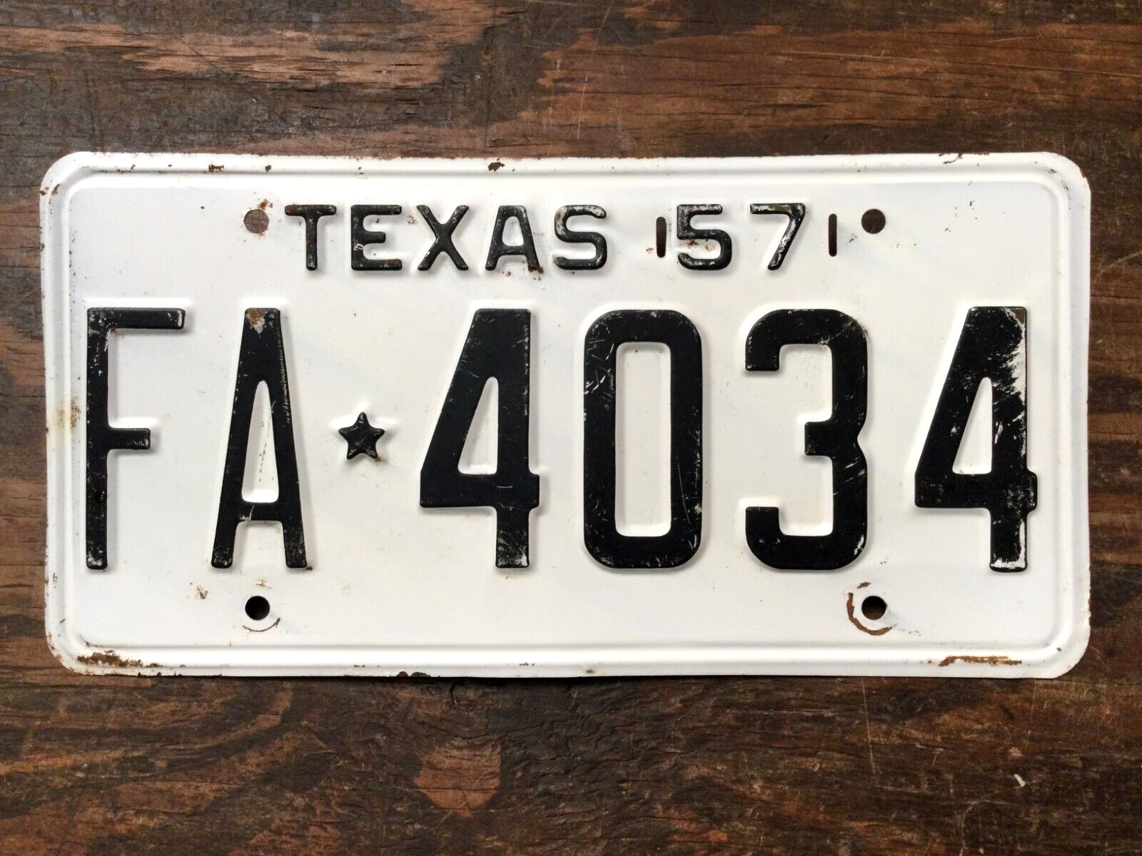 1957 TEXAS LICENSE PLATE FA 4034