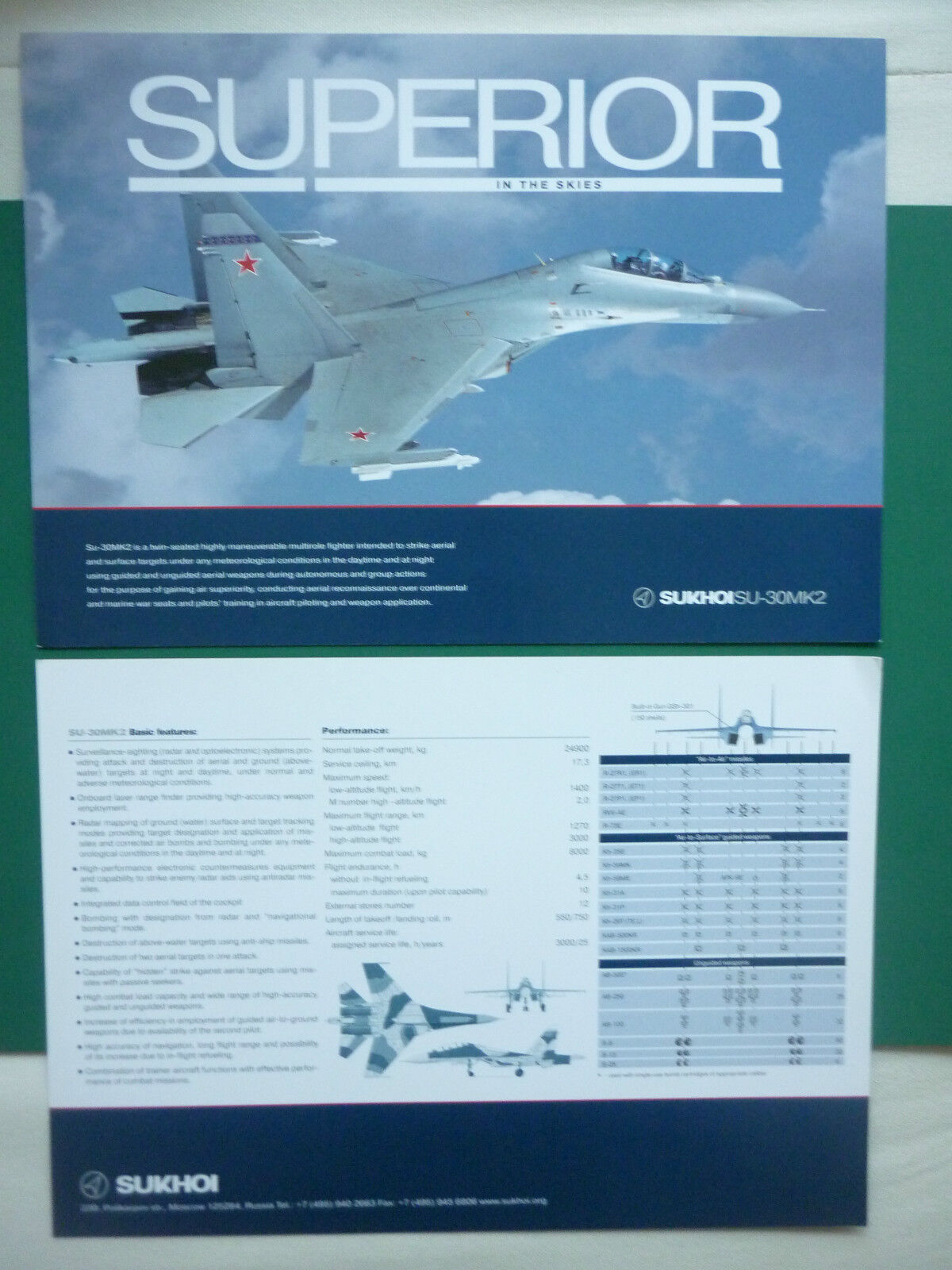 2009 SUKHOI SU-30MK2 RUSSIAN FIGHTER AIRCRAFT STRAIGHT BACK DOCUMENT 