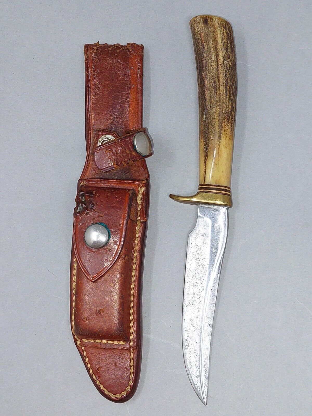 1960s VIETNAM-ERA VINTAGE RANDALL-MADE KNIFE model 7-5 STAG HANDLE