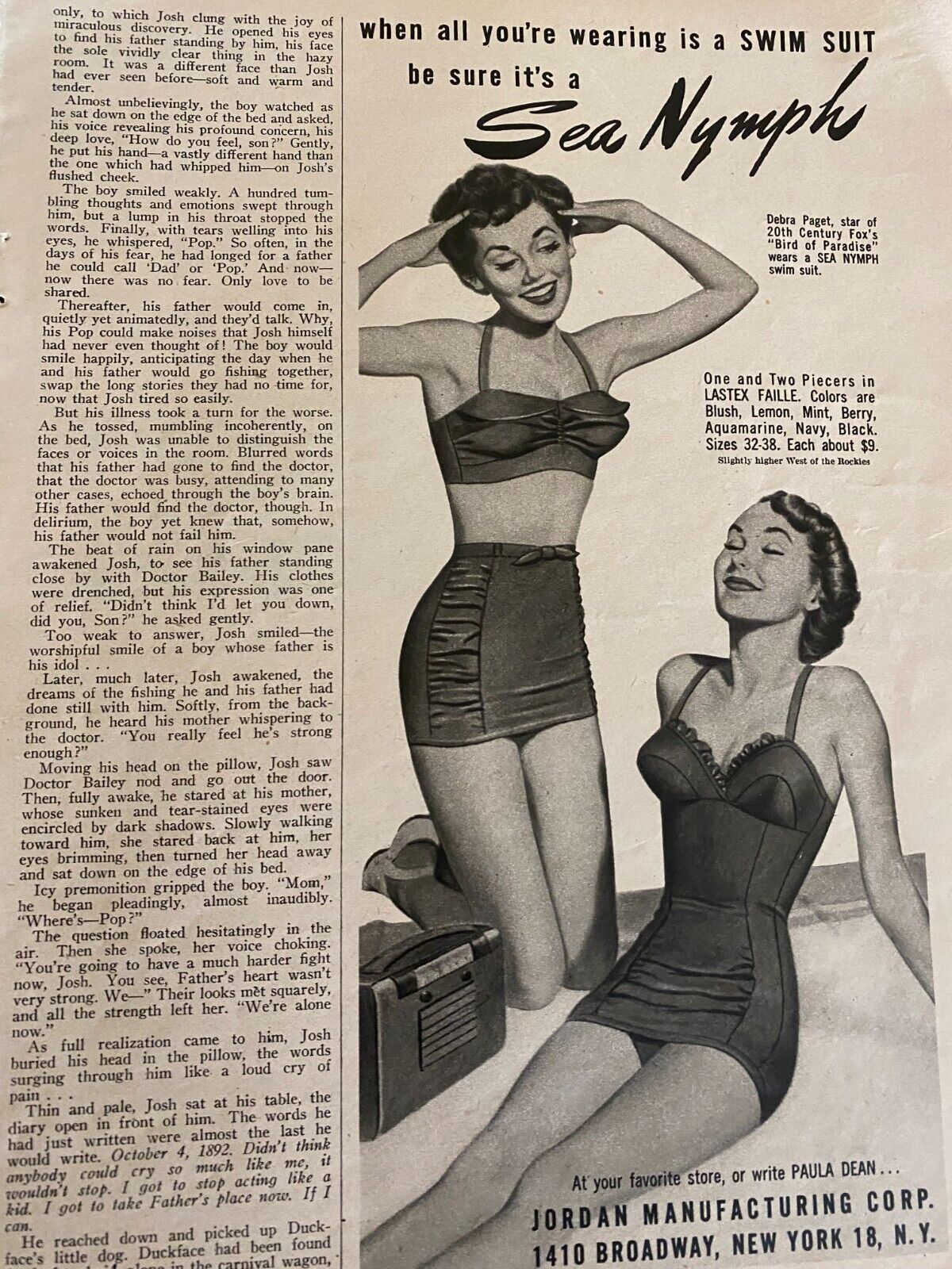 Sea Nymph Bathing Suits, Vintage Print Ad