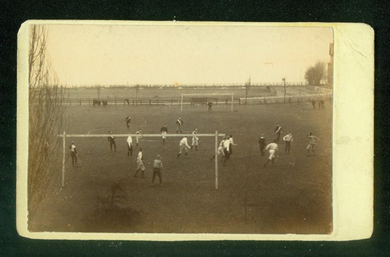 S10, 752-2, 1870s, CDV Card, Football (Soccer) Players Playing a Game in England