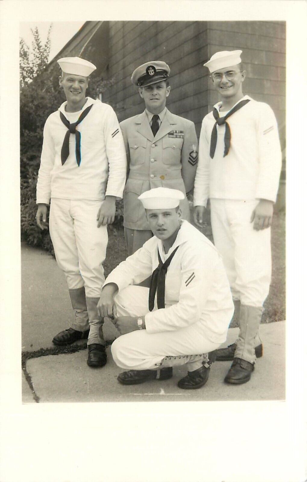 RPPC Postcard 1940\'s-50\'s Three Men In Sailors Uniforms Chief Petty Officer E7