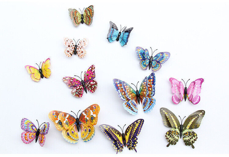 12pcs Fridge Lots Butterfly Refrigerator Ornament Home Kitchen Magnets a