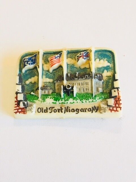 Old Fort Niagara NY Lapel Pin Brooch Badge Plastic Vintage New York Souvenir