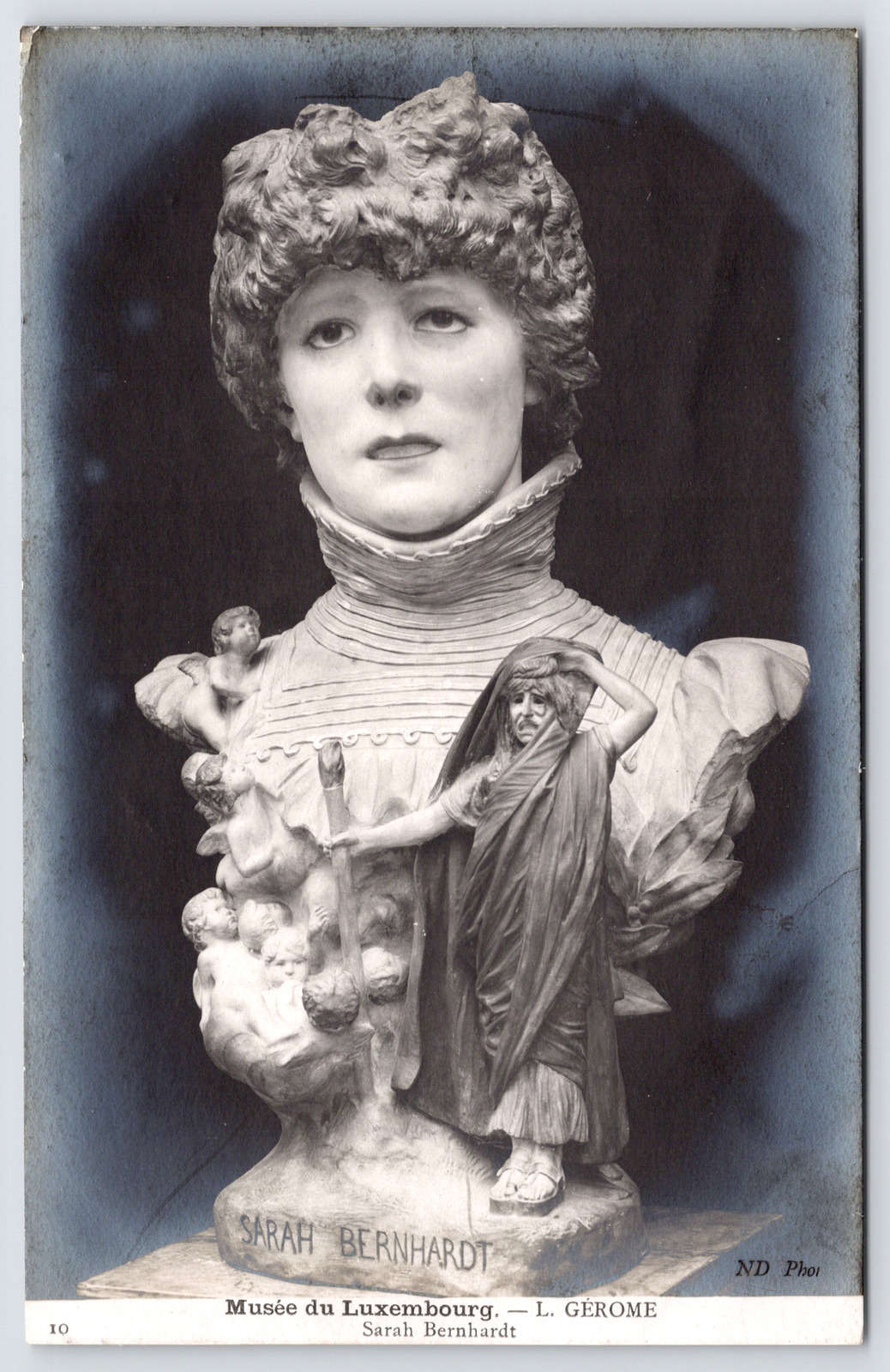 Vesoul France Sculptor Jean-Léon Gérôme~Paris Actress Sarah Bernhardt Bust RPPC