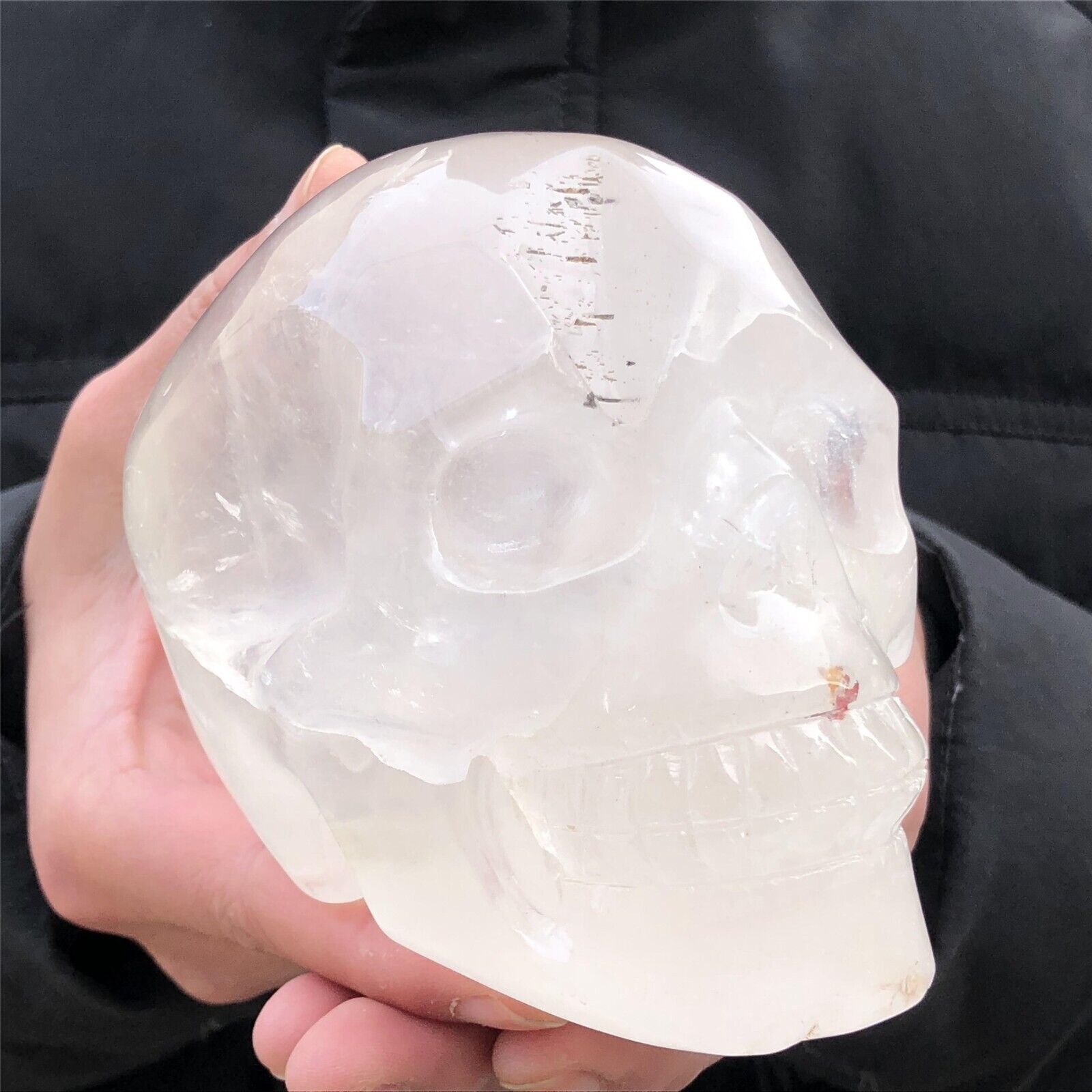 1.2kg Natural clear quartz skull quartz crystal carved Reiki healing gem XK2315