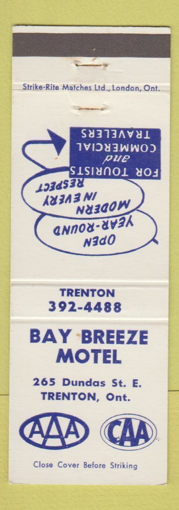 Matchbook Cover - Bay Breeze Motel Trenton ON