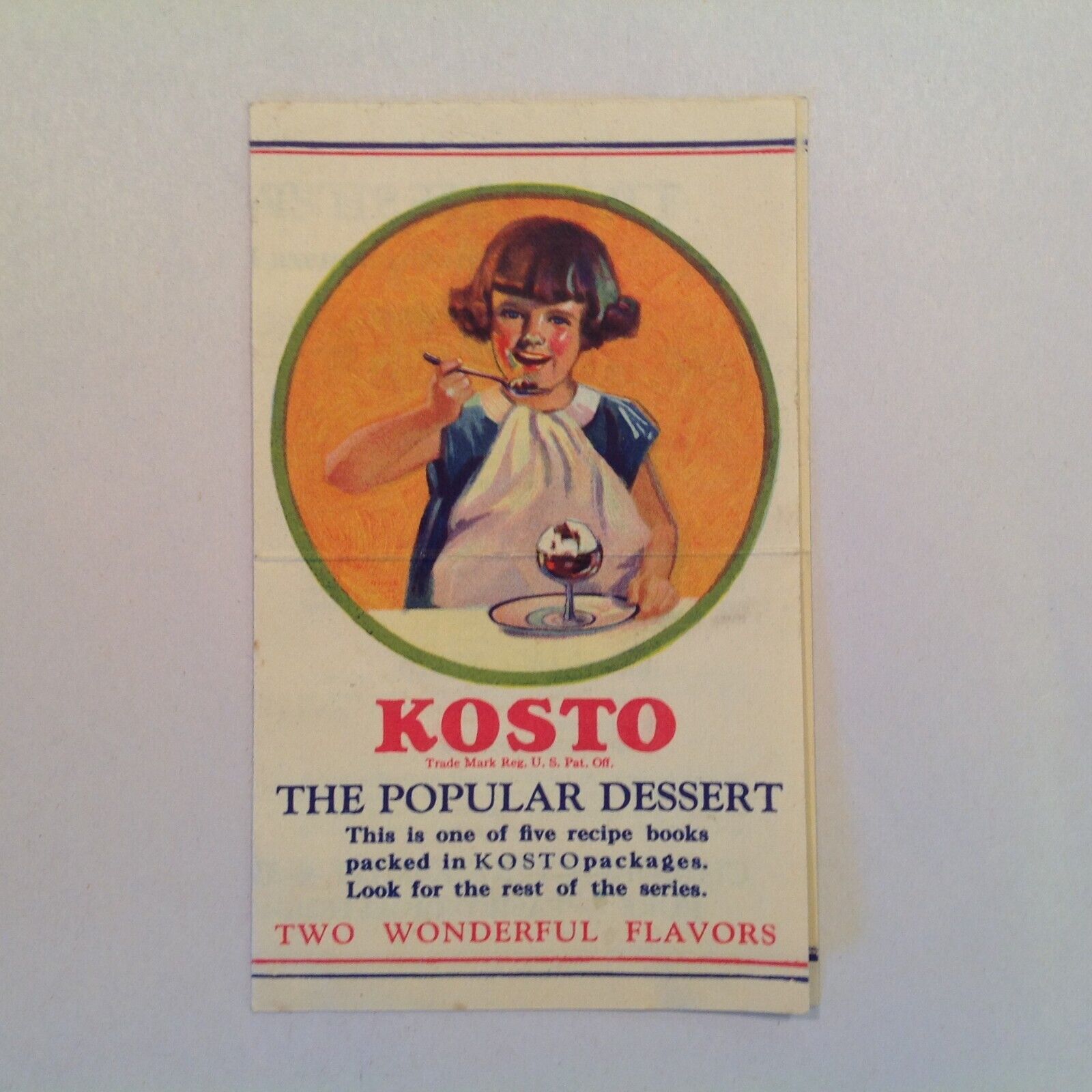 Vintage 1920\'s KOSTO the Popular Dessert Recipe Booklet Box Insert Number Four