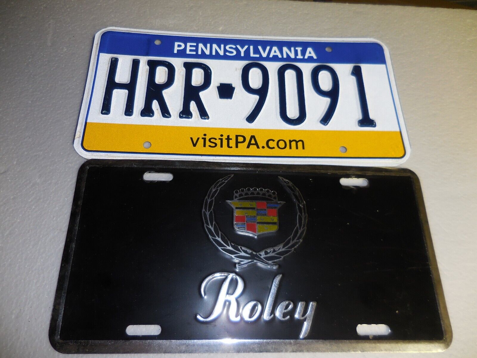 lot~2  License Plates visitPA.com+Roley Cadillac dealer metal Plates BIN