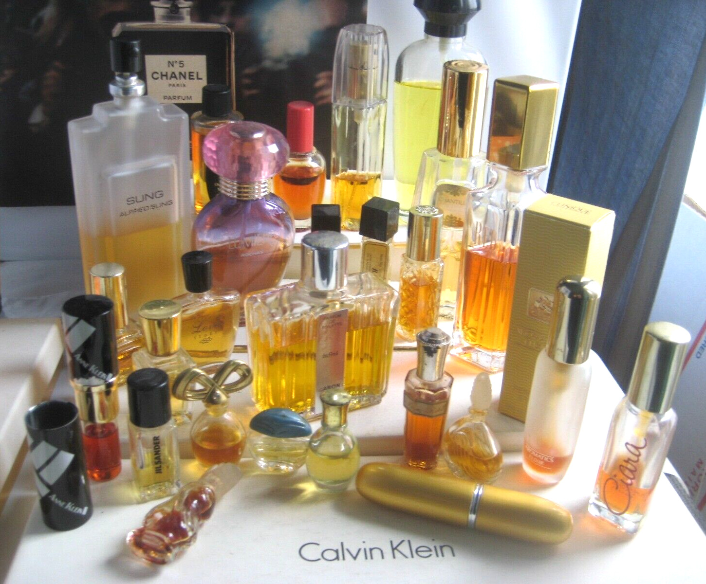 Lot Vintage mini perfume 1.7oz Giorgio Hills Rochas AK II Lumiere Caron Infini