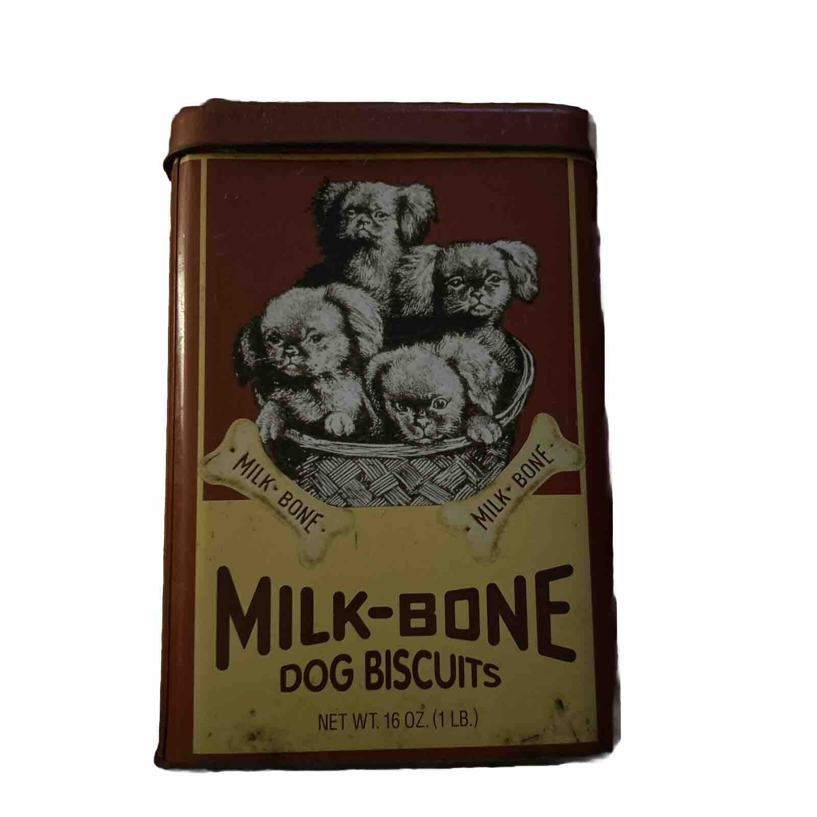 Vintage Pekingese/ Toy Breed Milk Bone Dog Biscuits Tin Container/ Collectible