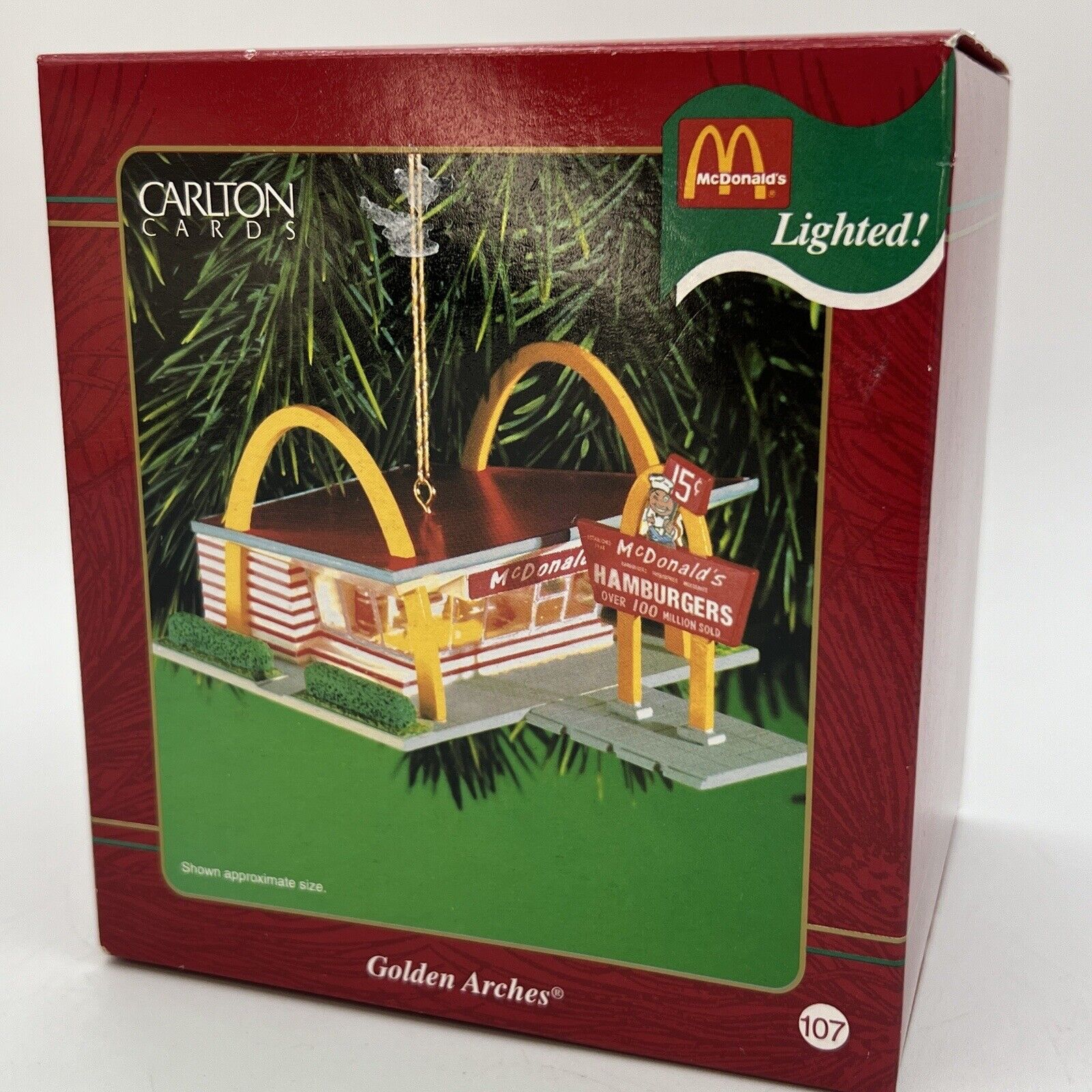 Vintage Carlton Cards McDonald's Golden Arches Lighted Christmas Ornament NEW 