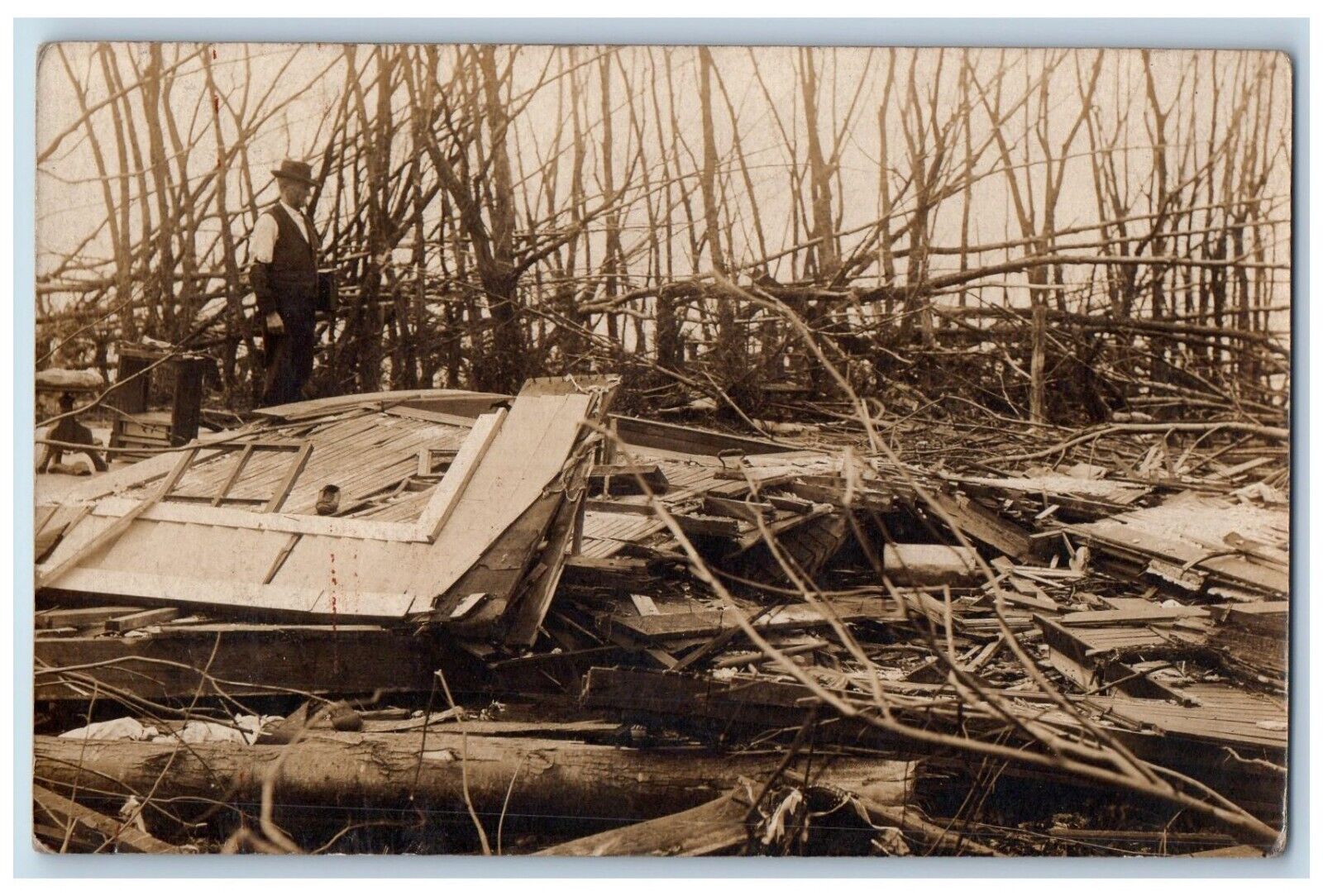 Joice Iowa IA Postcard RPPC Photo Tornado Cyclone Damage 1907 Posted Antique