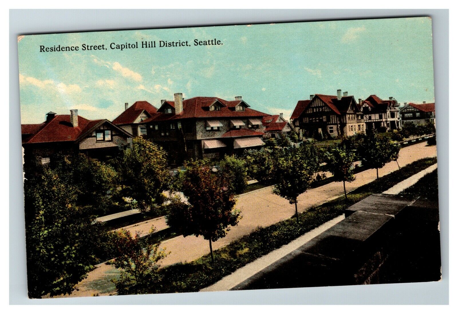 Residence Street, Capital Hill District, Seattle WA c1920 Vintage Postcard