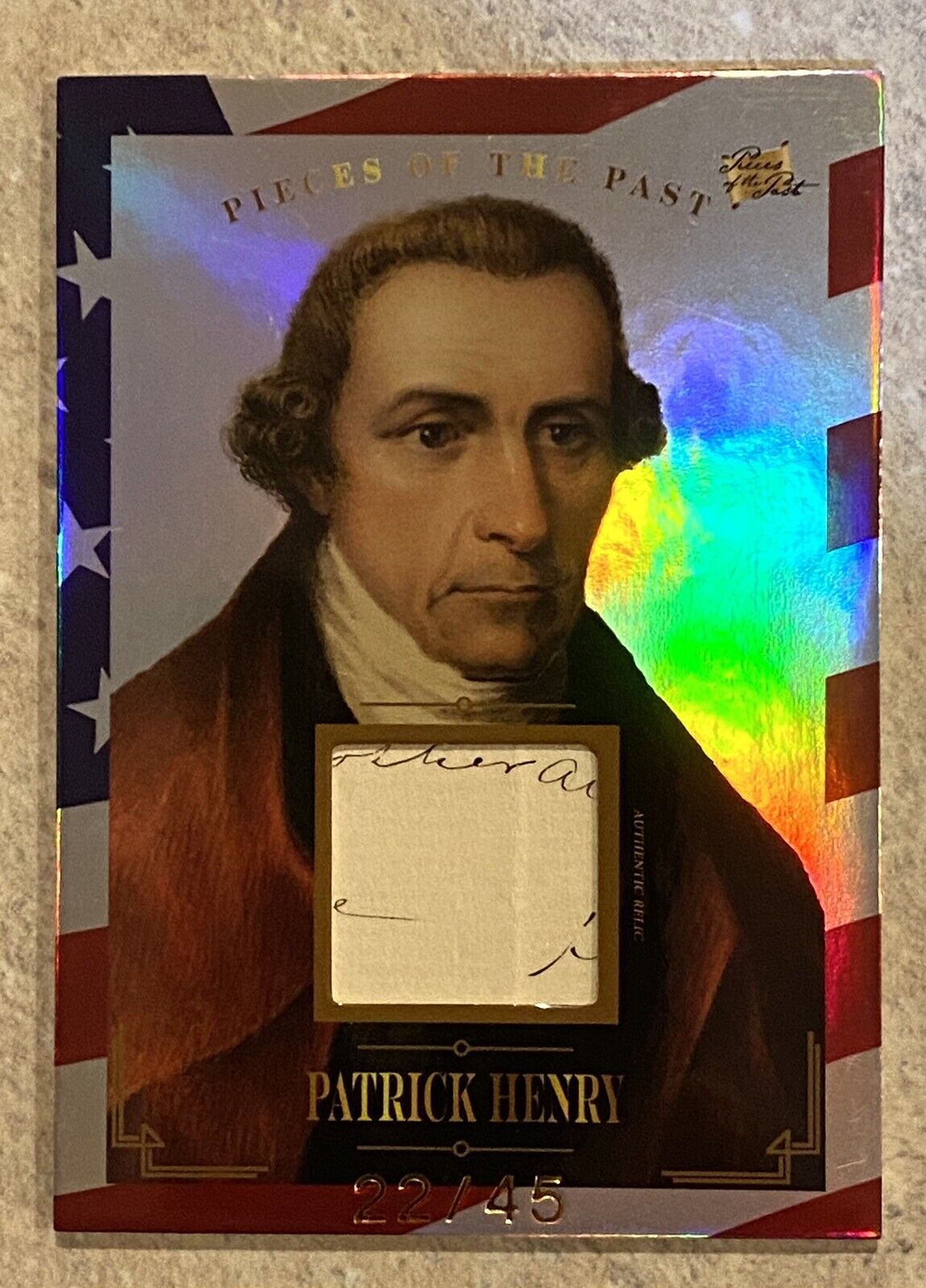 2023 PIECES OF THE PAST PATRICK HENRY HAND WRITING SAMPLE /45 FLAG REFRACTOR