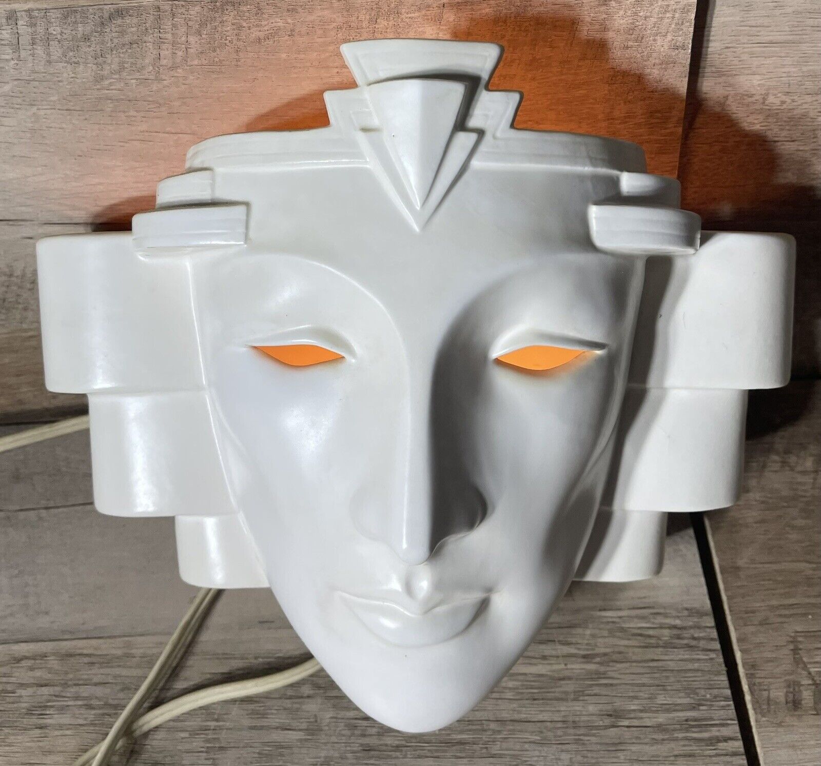 1980\'s Vandor Pelzman Face Lamp Wall Sconce Ceramic Porcelain Mask Made In Japan