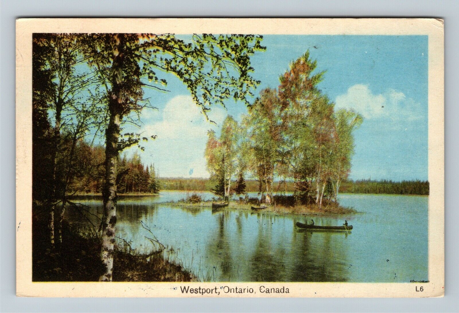 Westport, Ontario-Canada, Scenic Water View, Canoe, c1954 Vintage Postcard