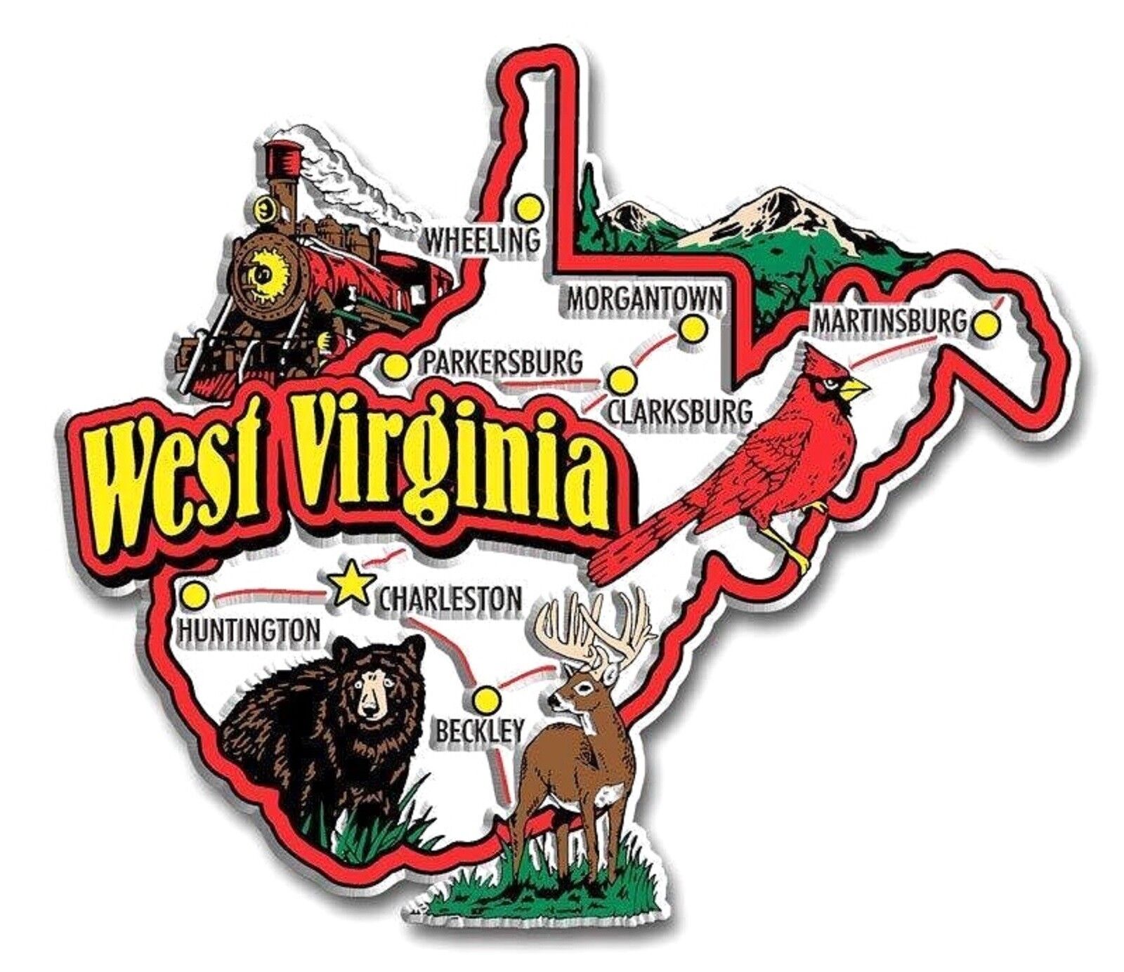 West Virginia Jumbo State Map Fridge Magnet
