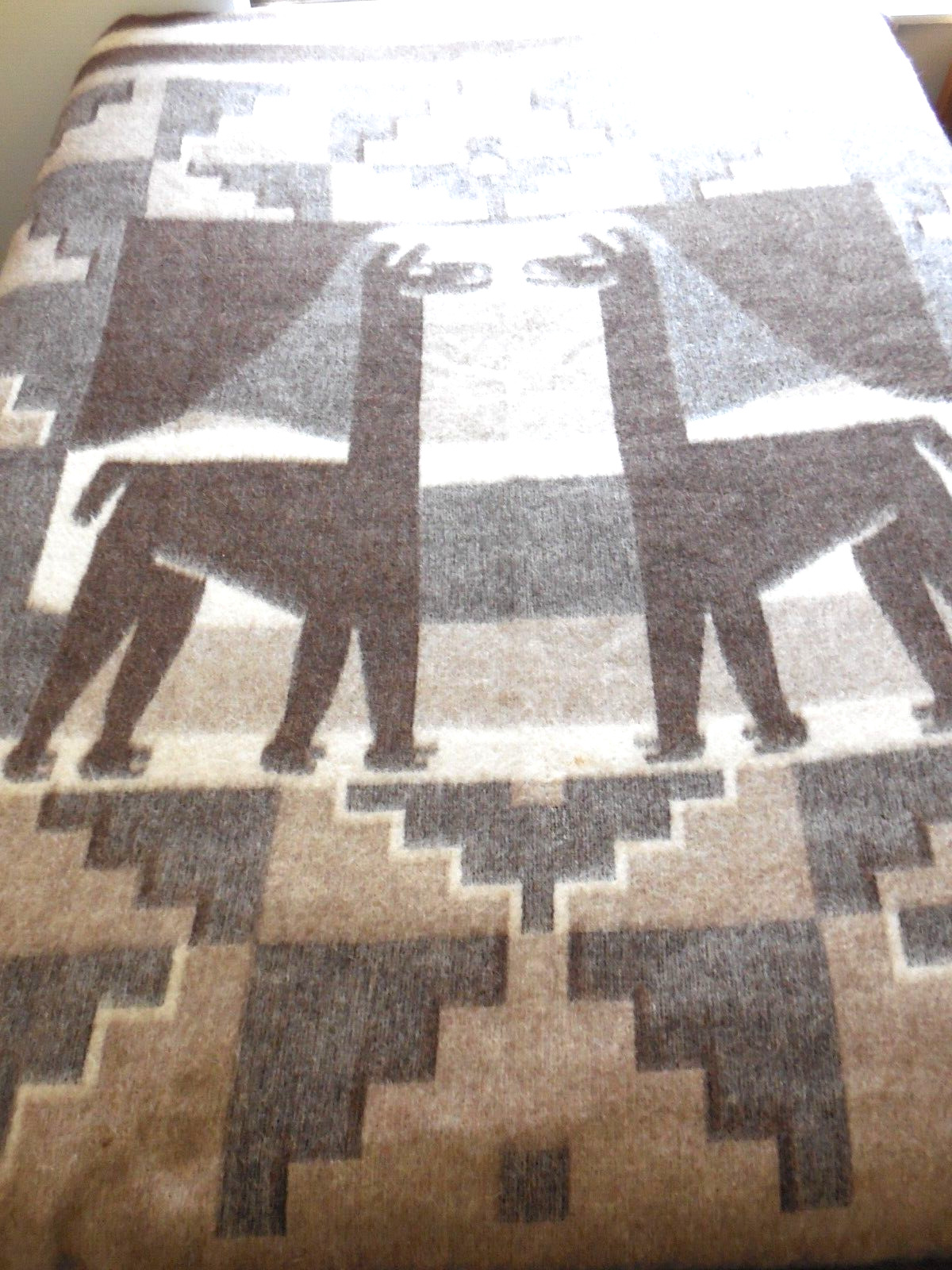 Blanket - 68 x 90 - Alpaca - Wool Blanket - 50/50 Beige & Bown Animal Print