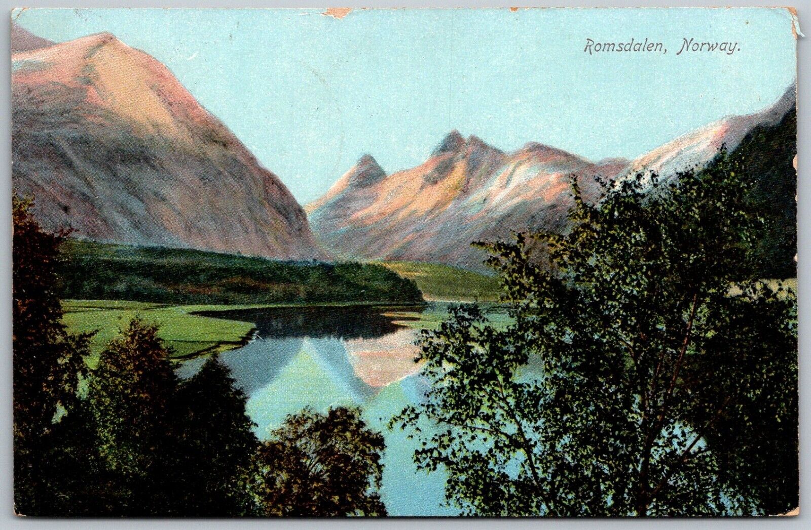 Romsdalen Norway 1915 Scenic Postcard Mountain Valley Fjord