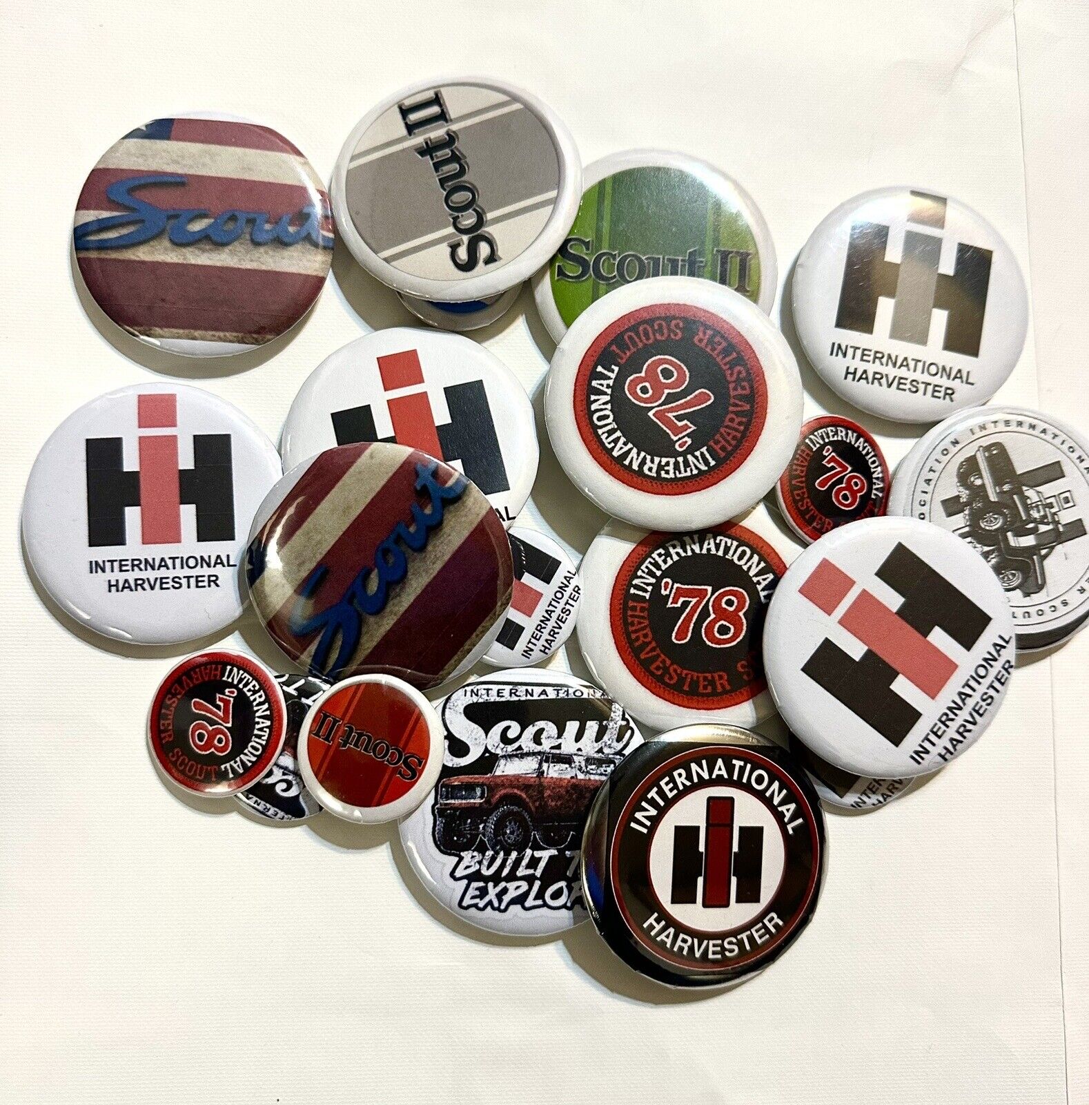IH  Buttons  Pack Of 10 Scout ii International Harvester Badge Pin Back NEW