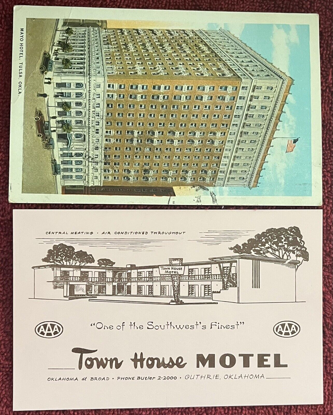 Oklahoma OK Guthrie Tulsa Mayo Hotel Town House Motel 1924 Postcards
