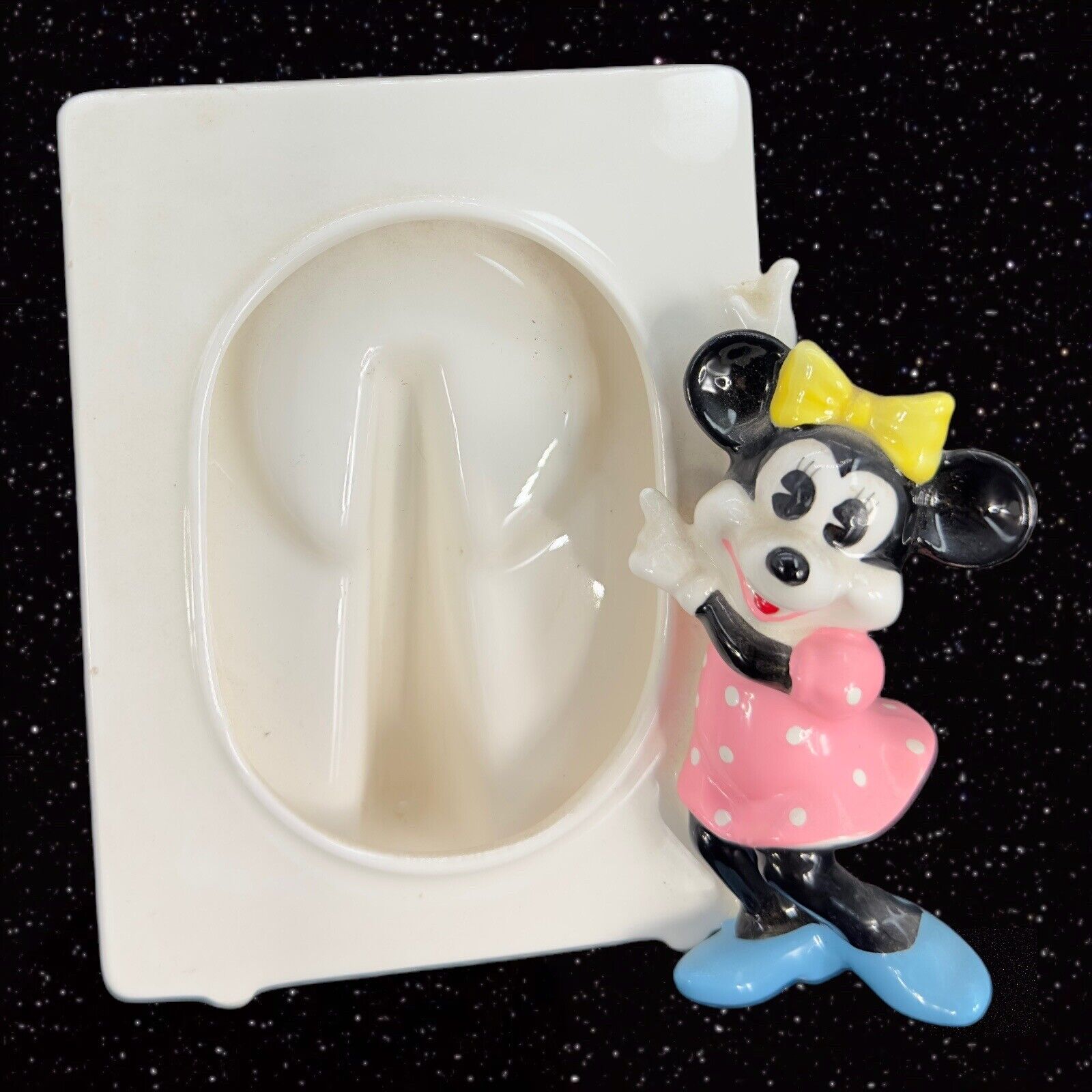 Vintage Disney Minnie Mouse Ceramic Picture Frame Walt Disney Japan Painted VTG