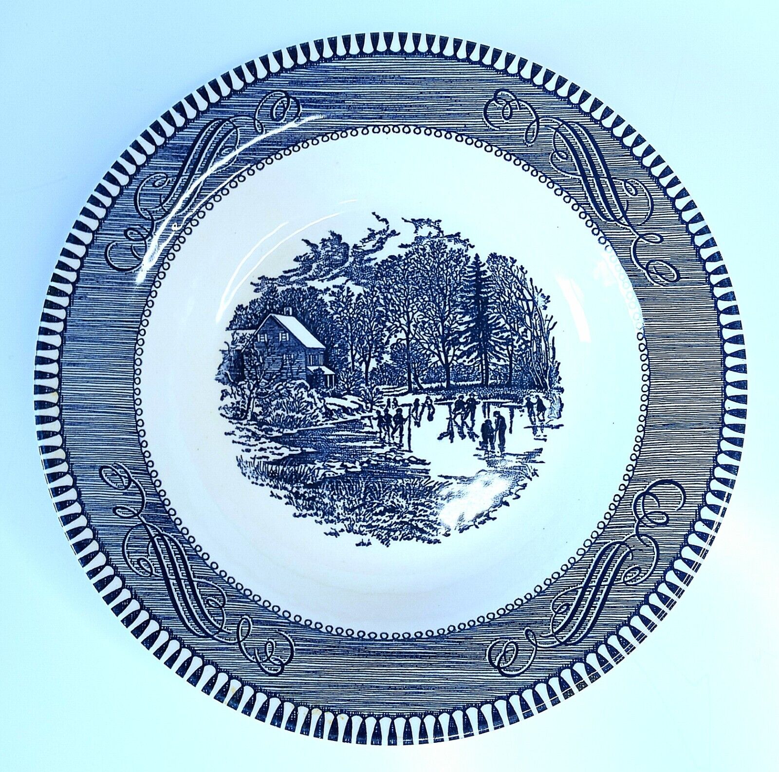 VTG Currier & Ives Early Winter Soup Bowl by Royal Wide Rimmed 8.5\