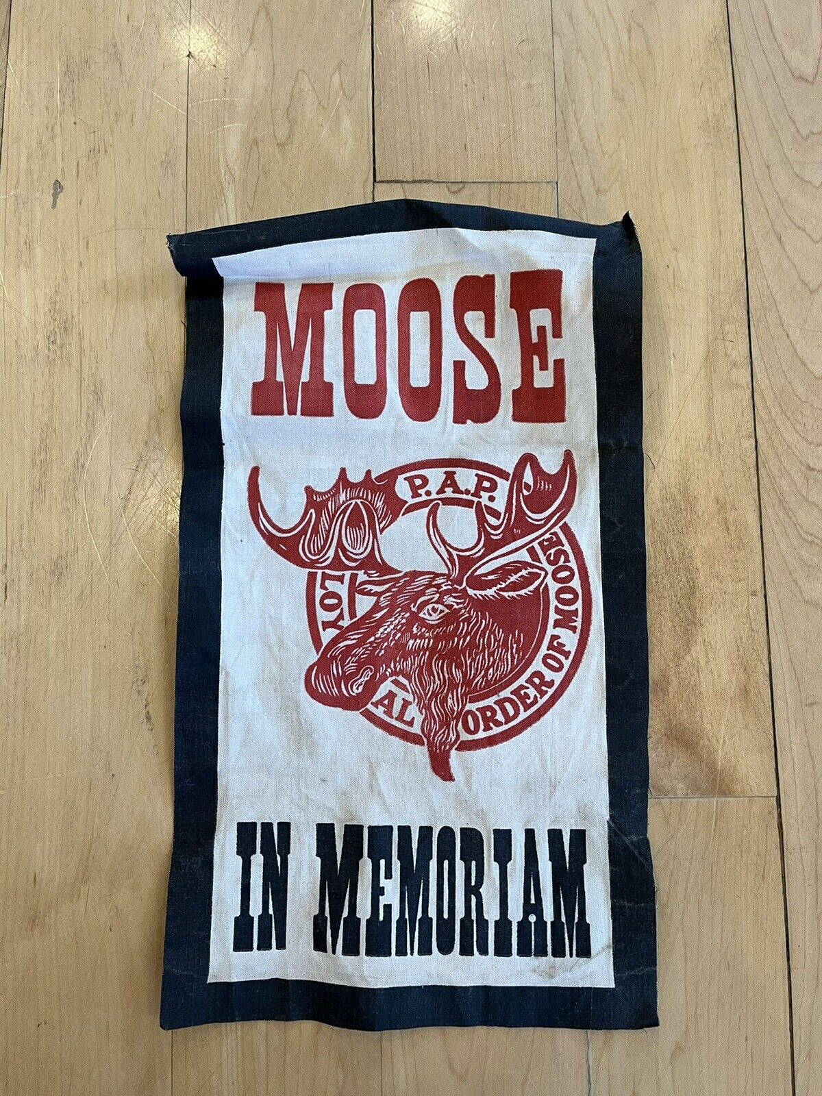 Vintage Flag Pennant Loyal Order Of Moose In Memoriam P.A.P. Fraternal Order PAP